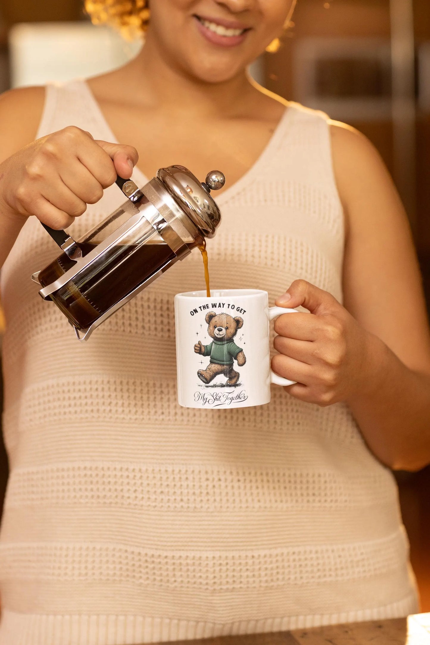 Funny Teddy Bear Mug On The Way To Get My Shit Together Cute Bear Coffee Cup Sarcastic Gift for Friends Coworkers Self Care Mug