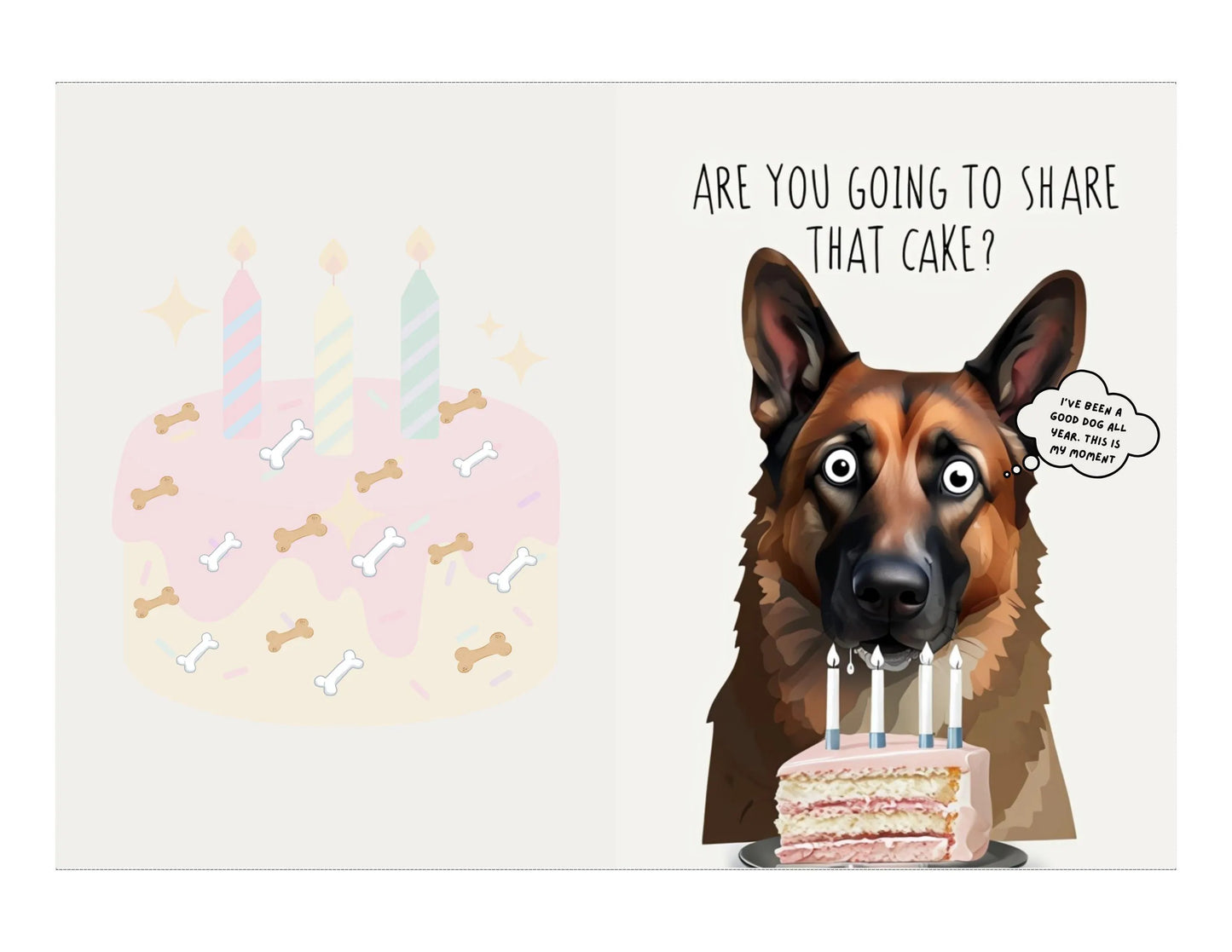Hilarious German Shepherd Birthday Card | Printable Digital Download for Dog Lovers Pet Owners | Custom Funny Party Greeting Card Template