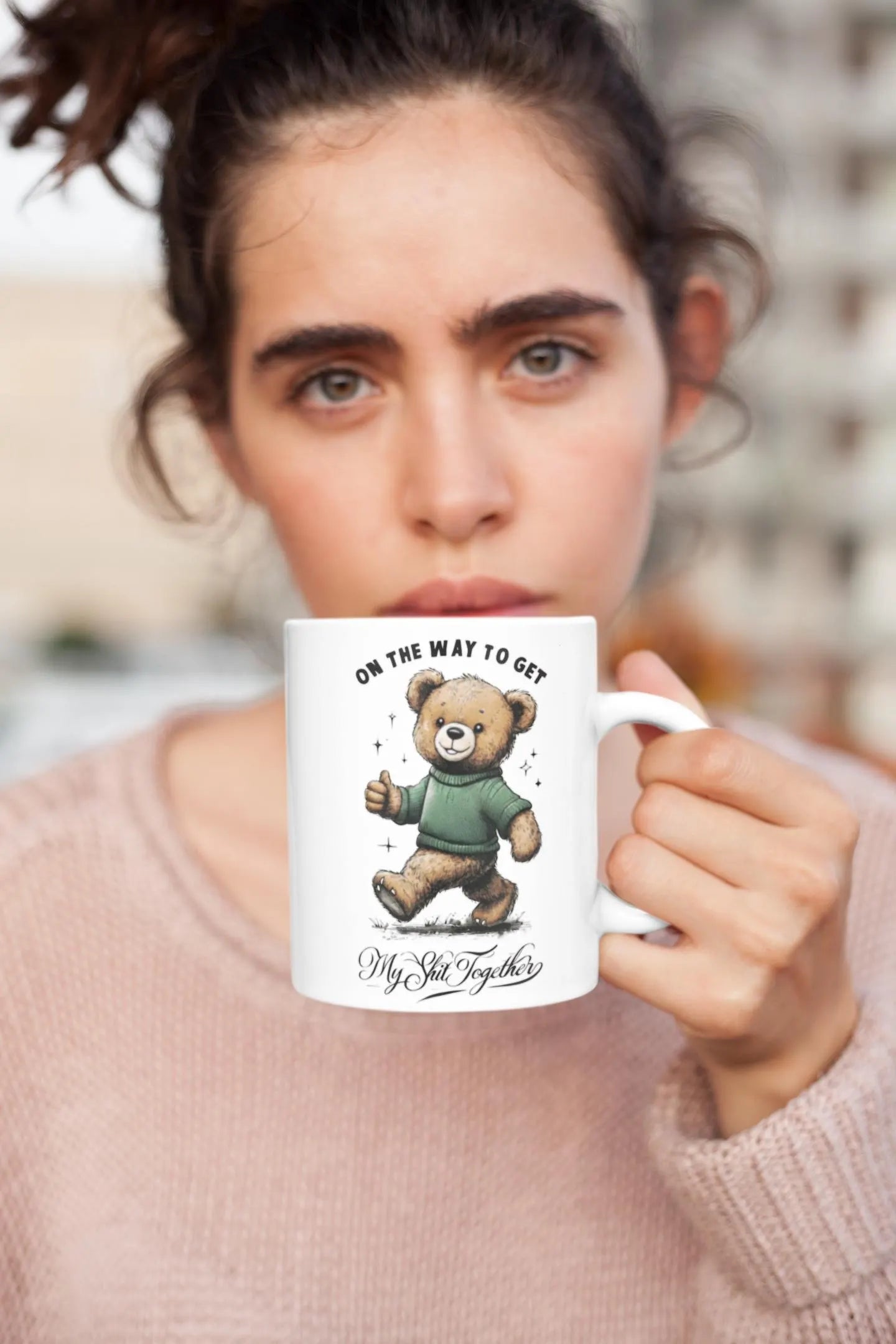 Funny Teddy Bear Mug On The Way To Get My Shit Together Cute Bear Coffee Cup Sarcastic Gift for Friends Coworkers Self Care Mug
