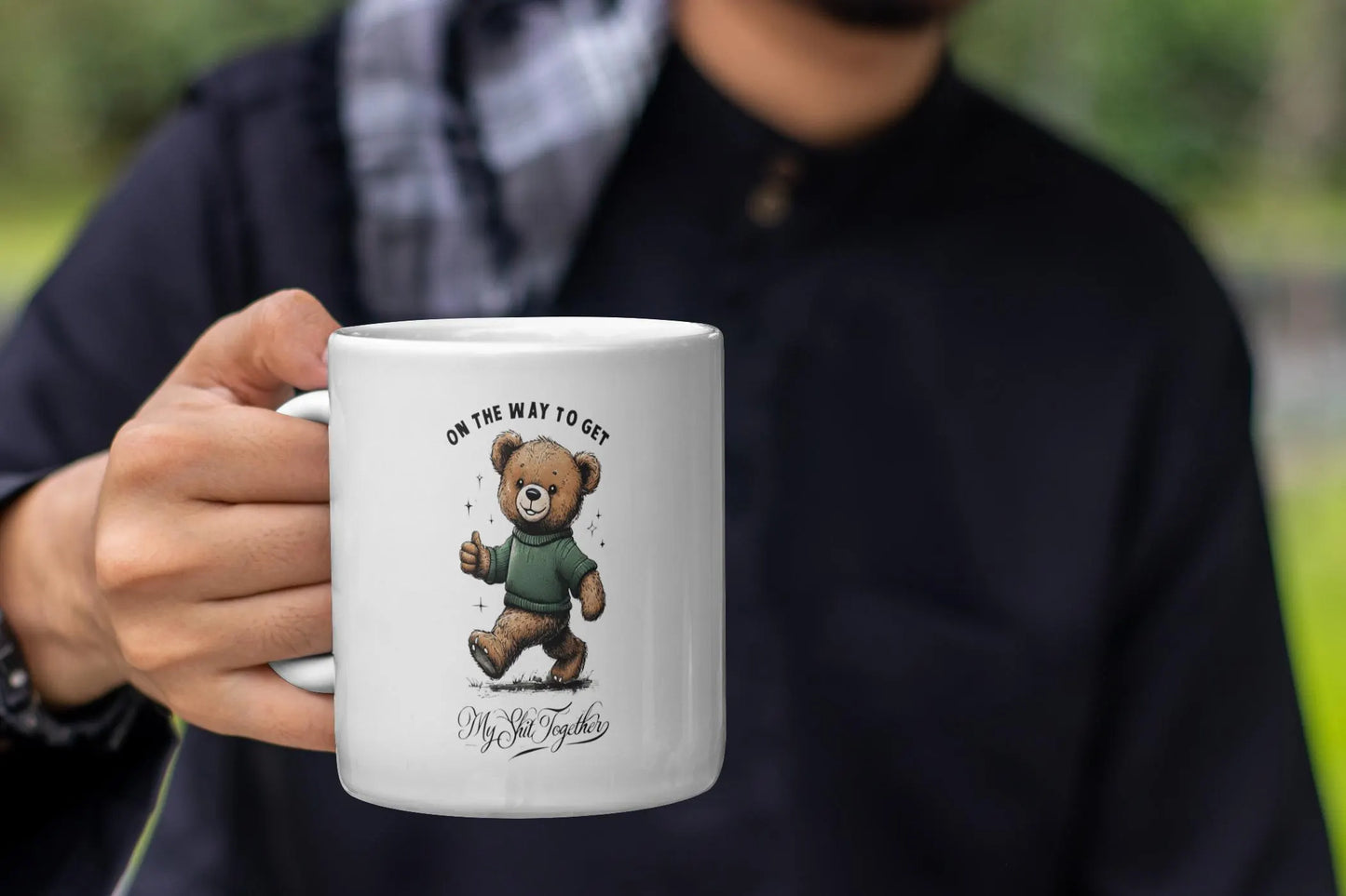 Funny Teddy Bear Mug On The Way To Get My Shit Together Cute Bear Coffee Cup Sarcastic Gift for Friends Coworkers Self Care Mug
