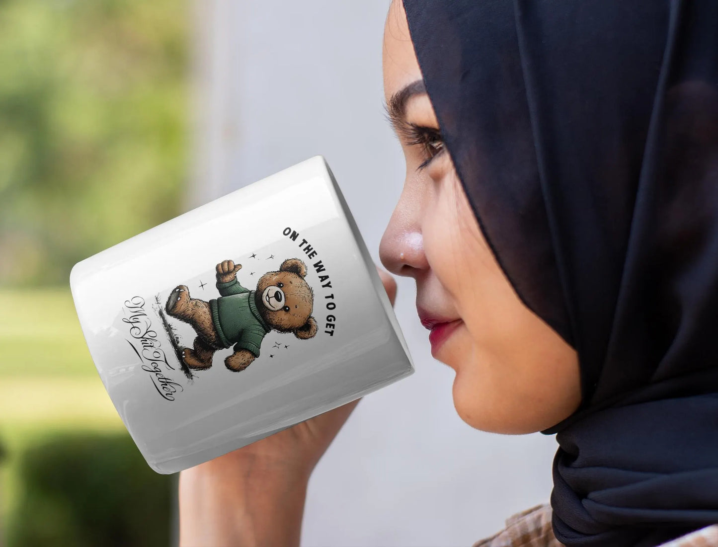 Funny Teddy Bear Mug On The Way To Get My Shit Together Cute Bear Coffee Cup Sarcastic Gift for Friends Coworkers Self Care Mug