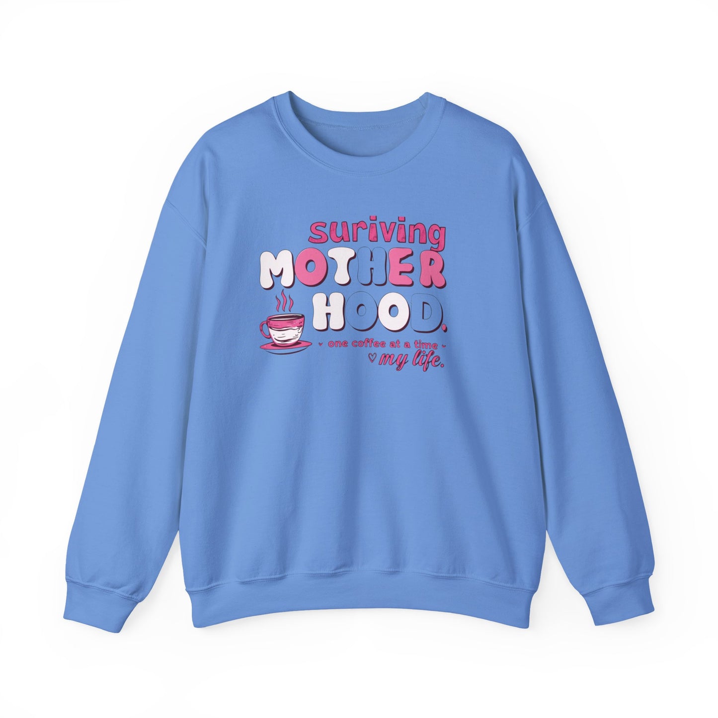 Surviving Motherhood Sweatshirt | Funny Mom Coffee Crewneck | Sarcastic Mother’s Day Gift