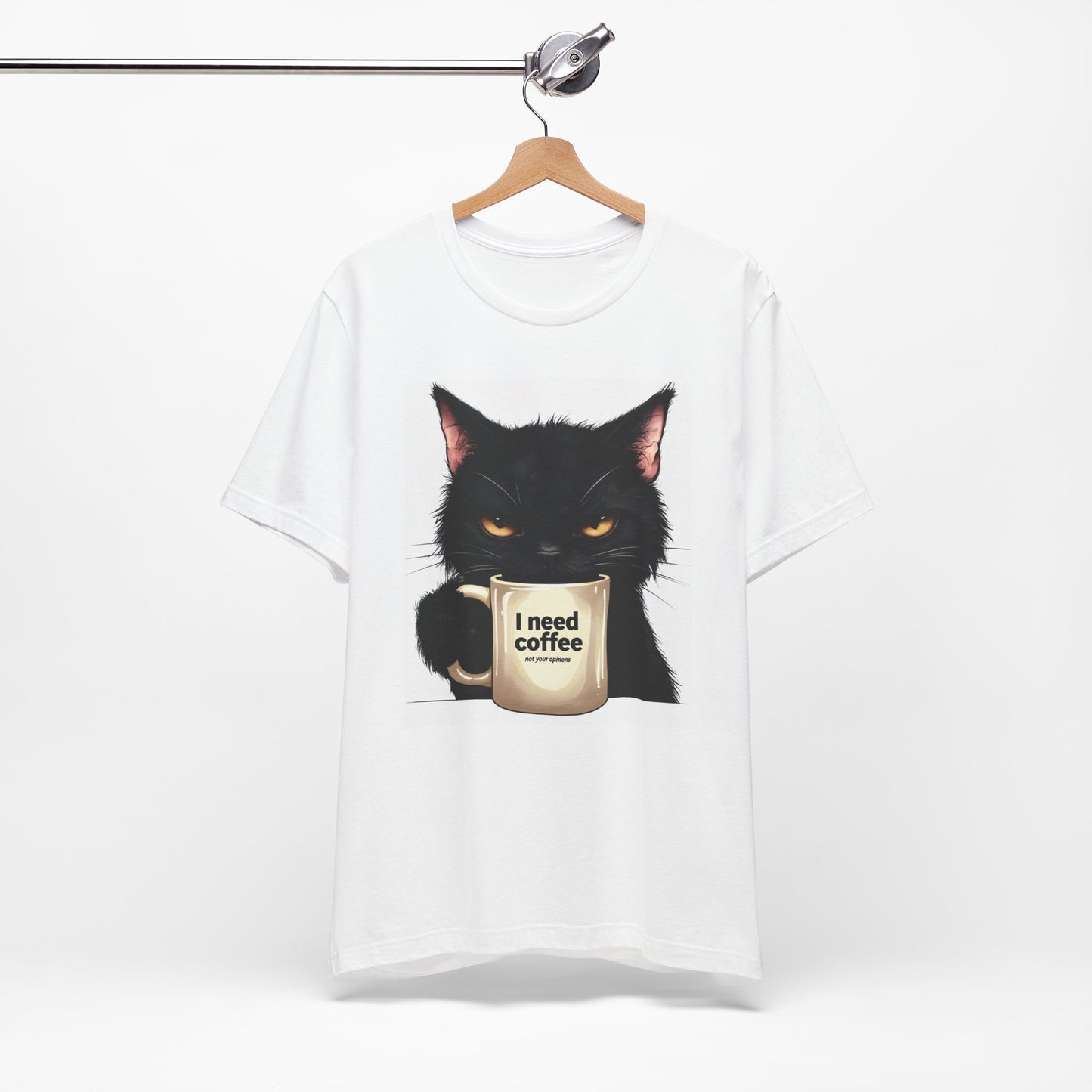 I Need Coffee Not Your Opinions Funny Black Cat TShirt  Sarcastic Coffee Lover Tee  Grumpy Cat Shirt  Unisex Bella+Canvas 3001