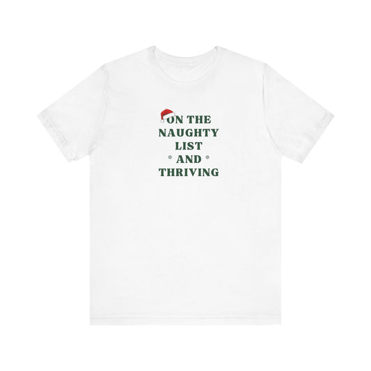 Festive Naughty List Tee - Unisex Short Sleeve T-Shirt for Holiday Cheer, Christmas Gift, Party Wear, Casual Style, Humor