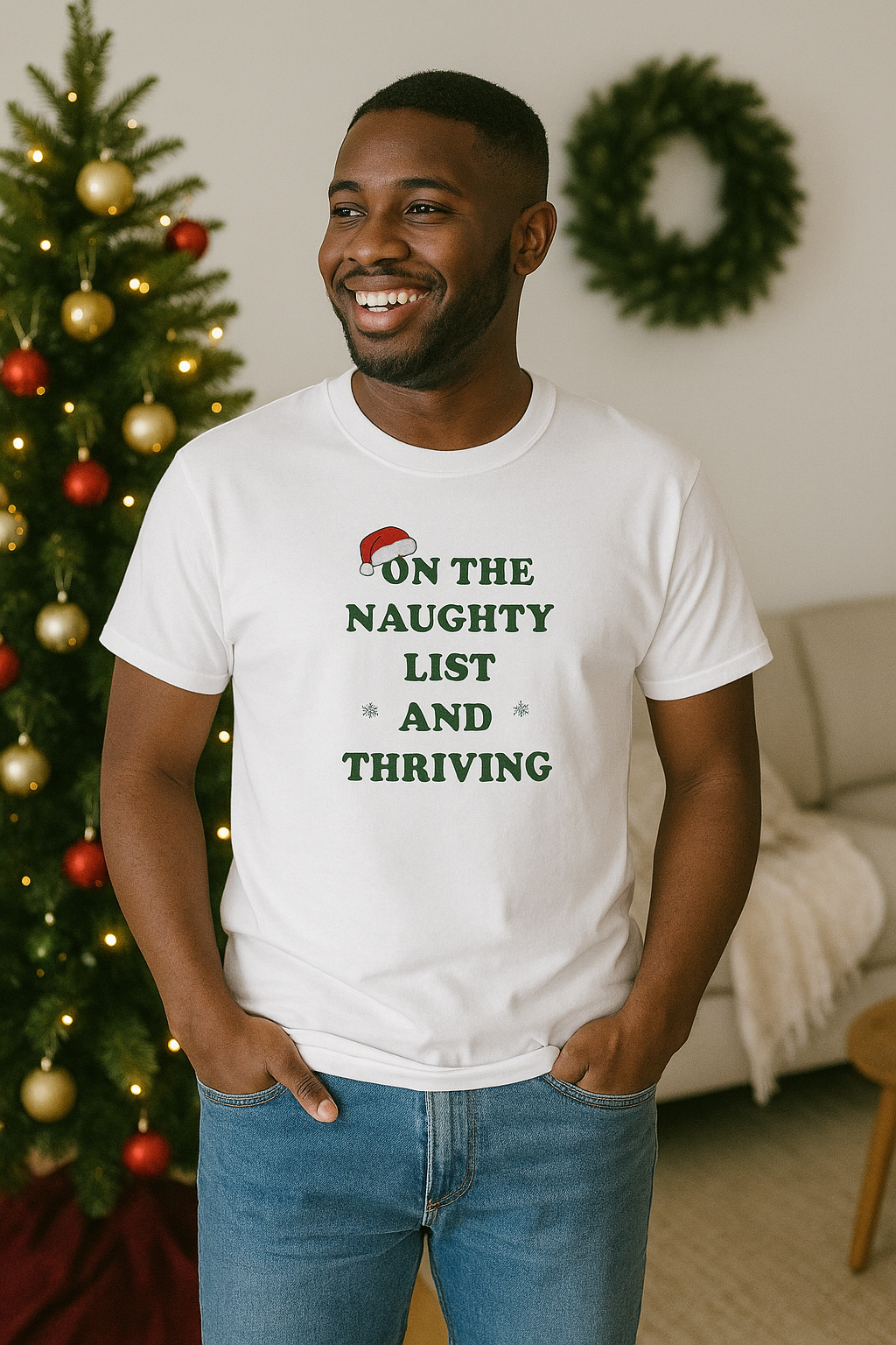 Festive Naughty List Tee - Unisex Short Sleeve T-Shirt for Holiday Cheer, Christmas Gift, Party Wear, Casual Style, Humor