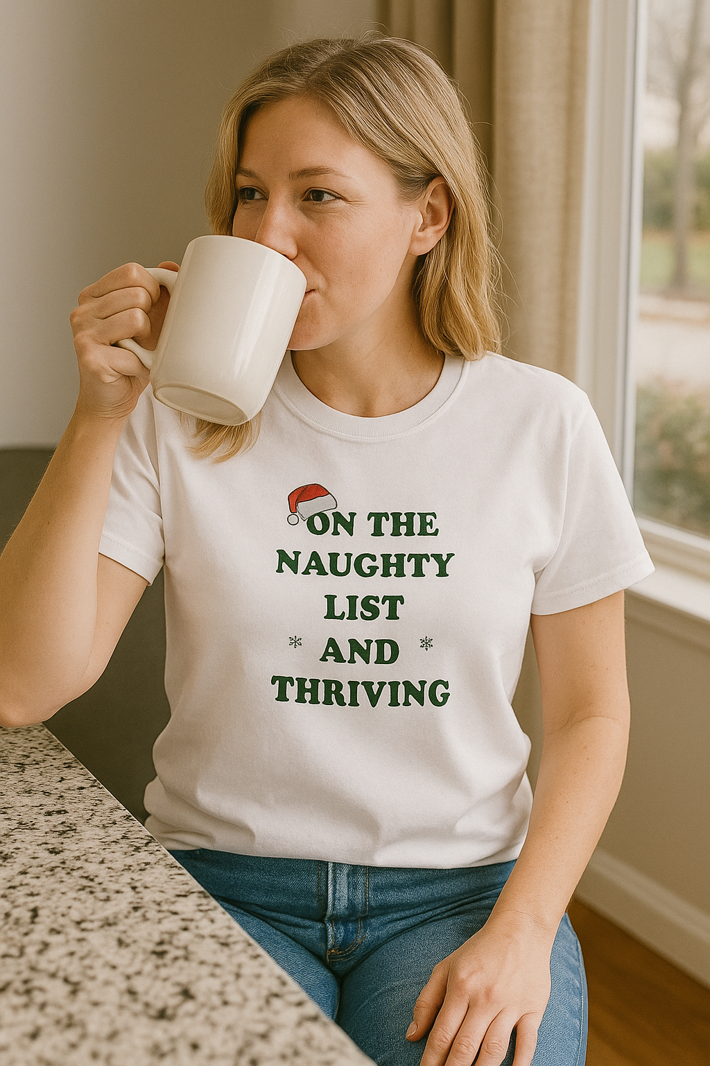 Festive Naughty List Tee - Unisex Short Sleeve T-Shirt for Holiday Cheer, Christmas Gift, Party Wear, Casual Style, Humor
