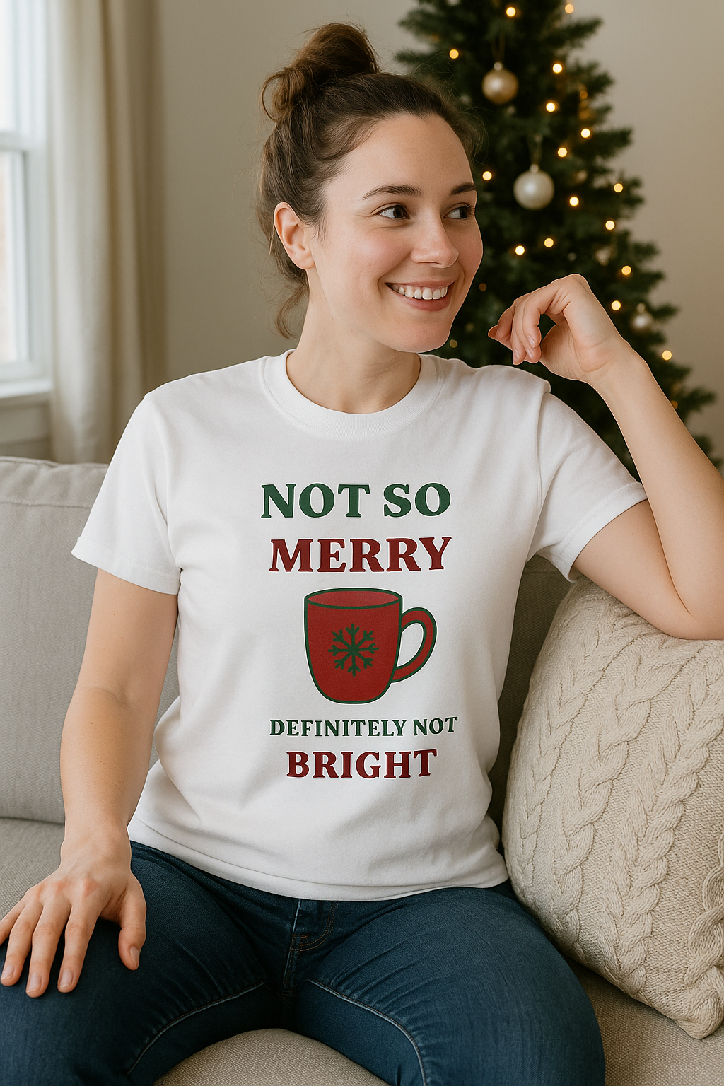 Not So Merry, Definitely Not Bright Sarcastic Christmas T-Shirt