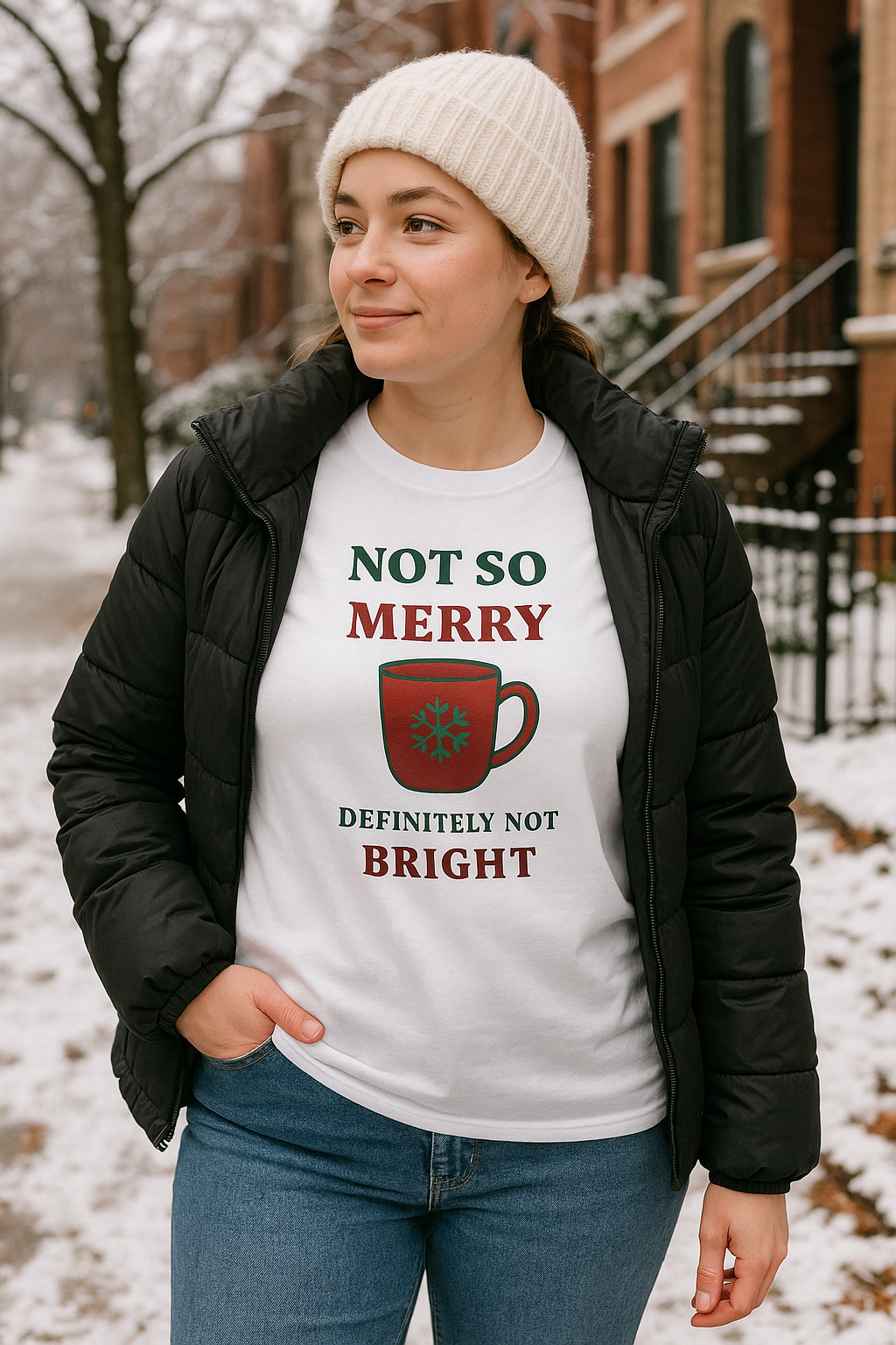 Not So Merry, Definitely Not Bright Sarcastic Christmas T-Shirt