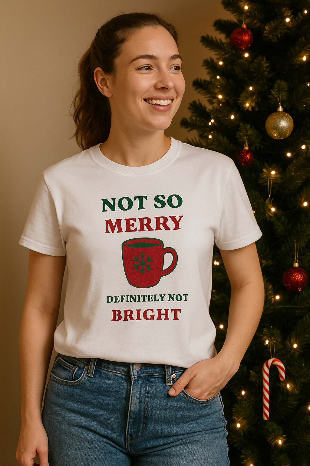 Not So Merry, Definitely Not Bright Sarcastic Christmas T-Shirt