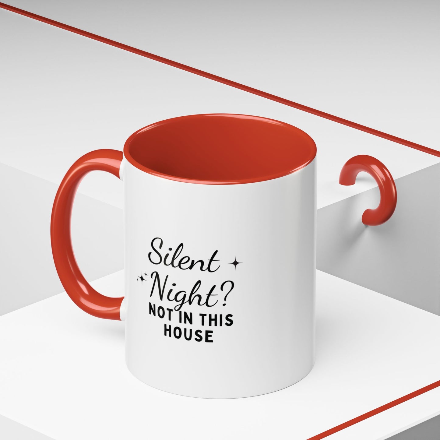 Silent Night? Not In This House – Funny Christmas Mug, Humorous Holiday Coffee Cup, Sarcastic Gift for Parents, Friends & Coworkers