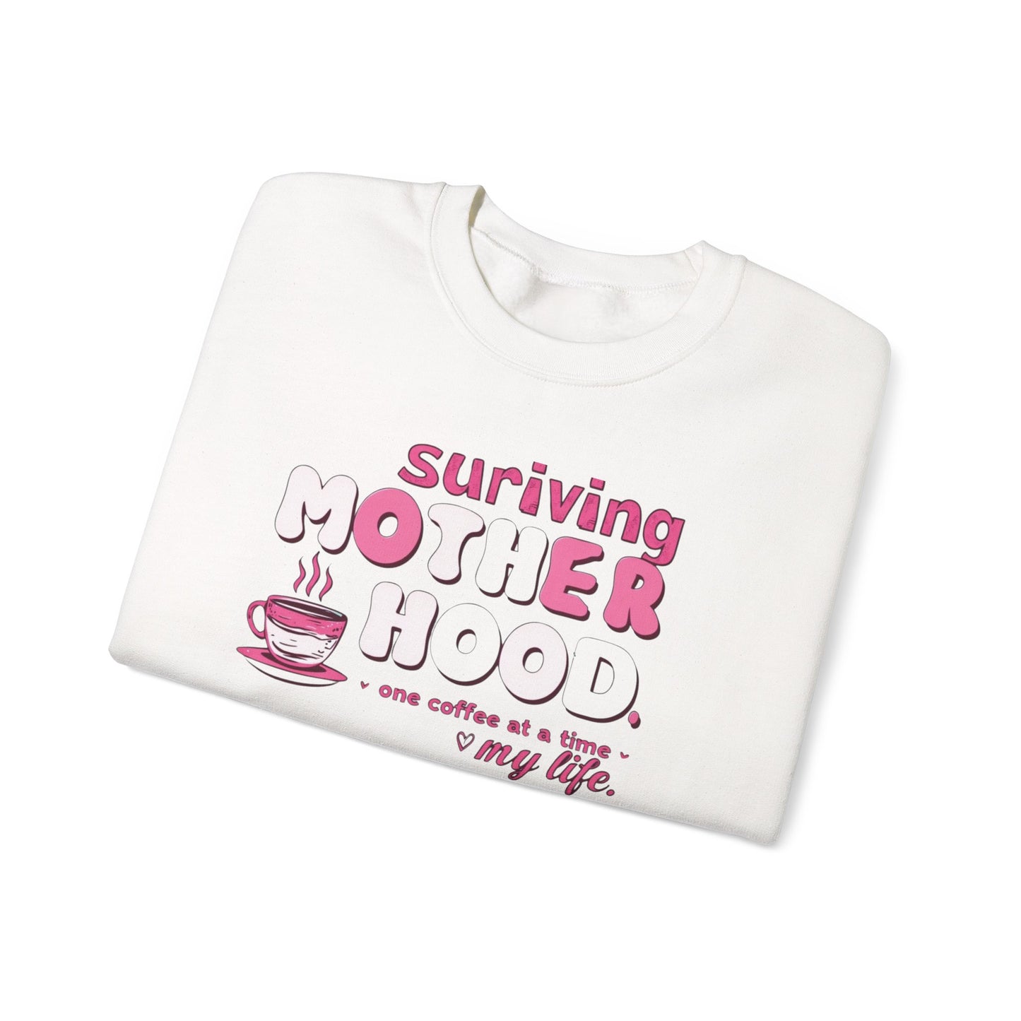 Surviving Motherhood Sweatshirt | Funny Mom Coffee Crewneck | Sarcastic Mother’s Day Gift