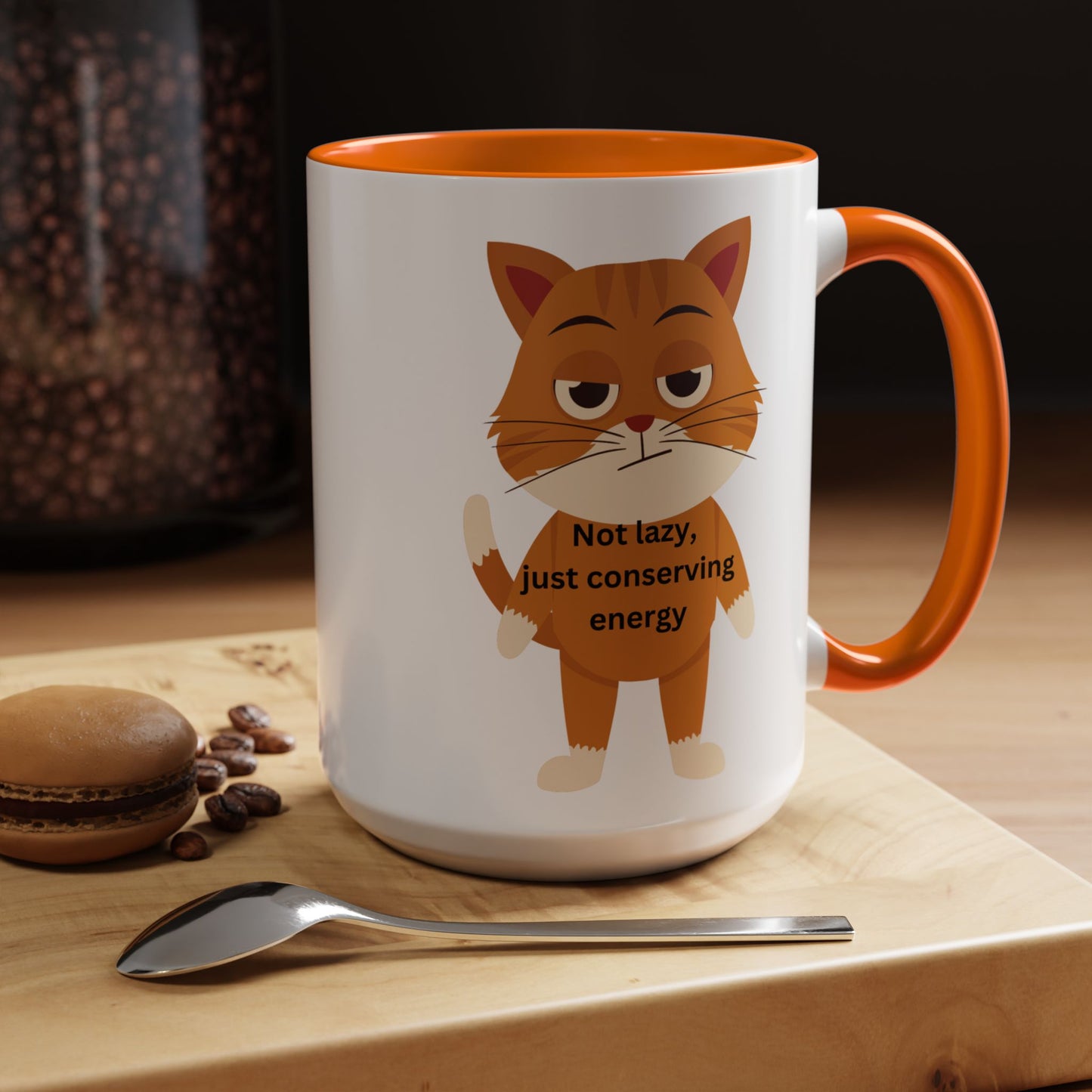 Not Lazy Just Conserving Energy  Funny Cat Mug