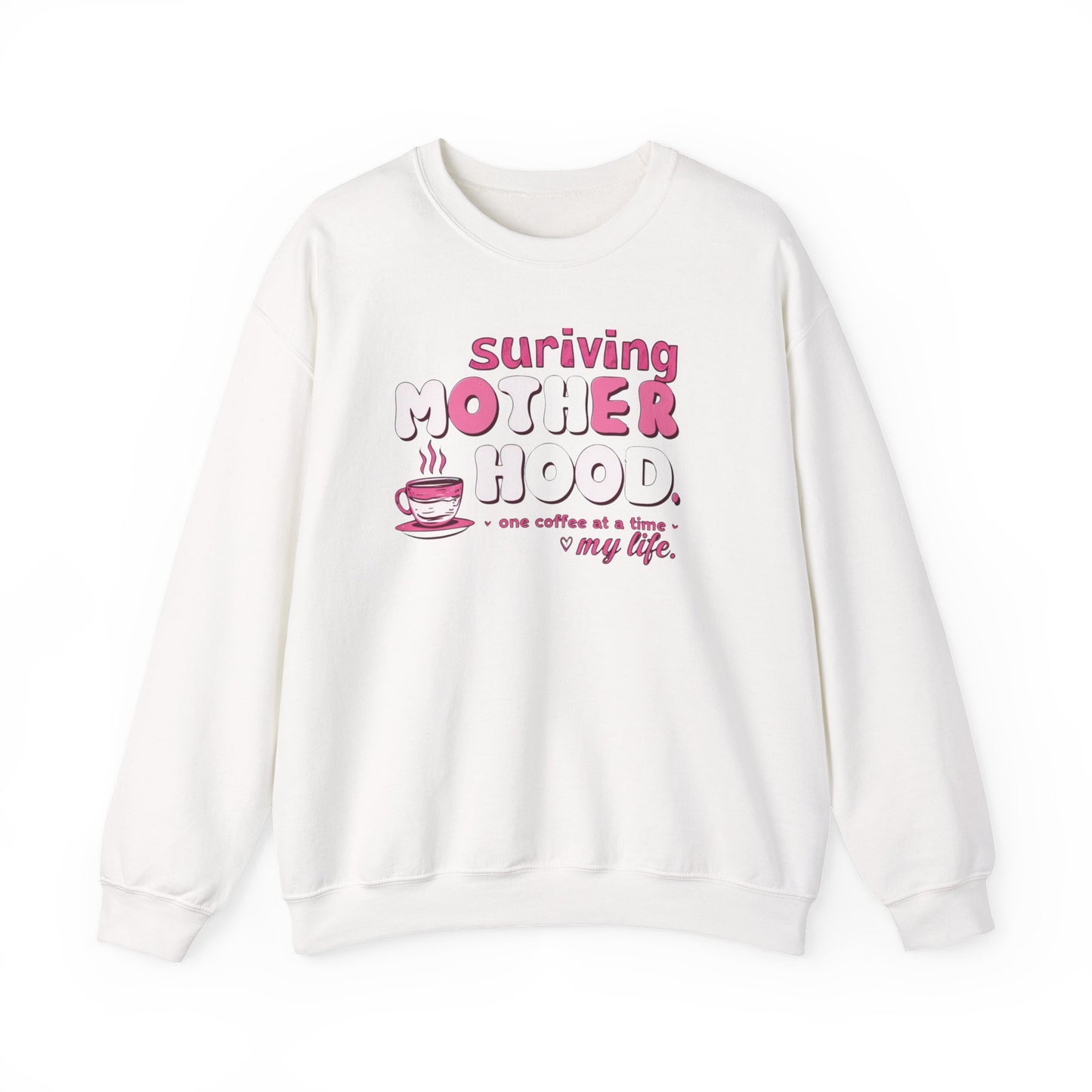 Surviving Motherhood Sweatshirt | Funny Mom Coffee Crewneck | Sarcastic Mother’s Day Gift