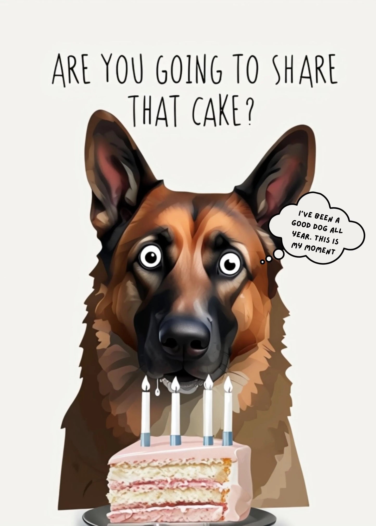 Hilarious German Shepherd Birthday Card | Printable Digital Download for Dog Lovers Pet Owners | Custom Funny Party Greeting Card Template